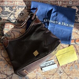 Dooney & Bourke Dark Brown Textured Leather Messenger Bag
